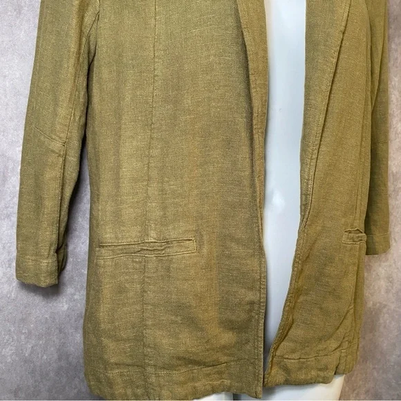 Anthropologie Green Blazer 6 Linen‎ Blend Asymmetrical Back Avant Grade - Picture 3 of 10